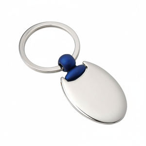 Portachiavi ovale in metallo con gancio blu e finitura argentata per chiavi e accessori - Product Image 2