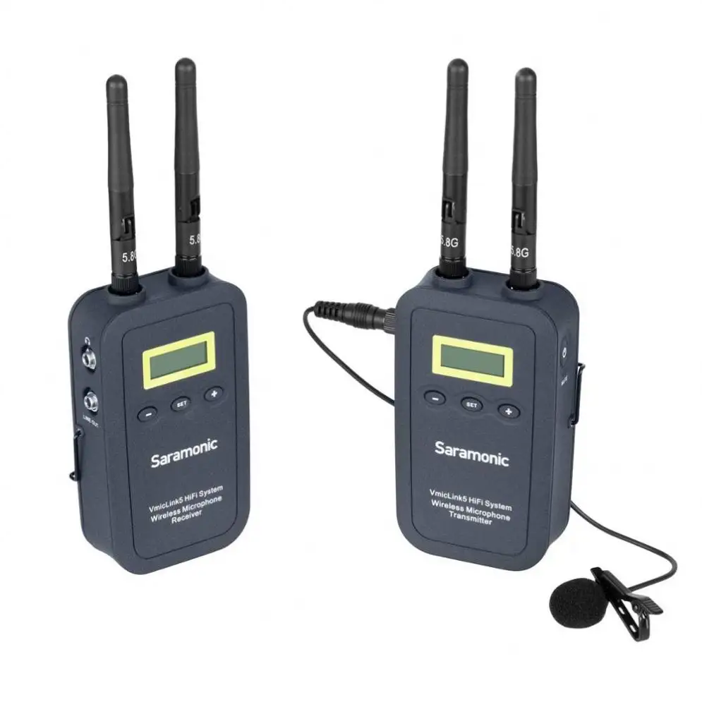 New Saramonic Vmiclink5 HiFi 5.8GHz 3-Channel Wireless Lavalier Microfone Sistema com Transmissor & Receptor para Câmeras DSLR & mais