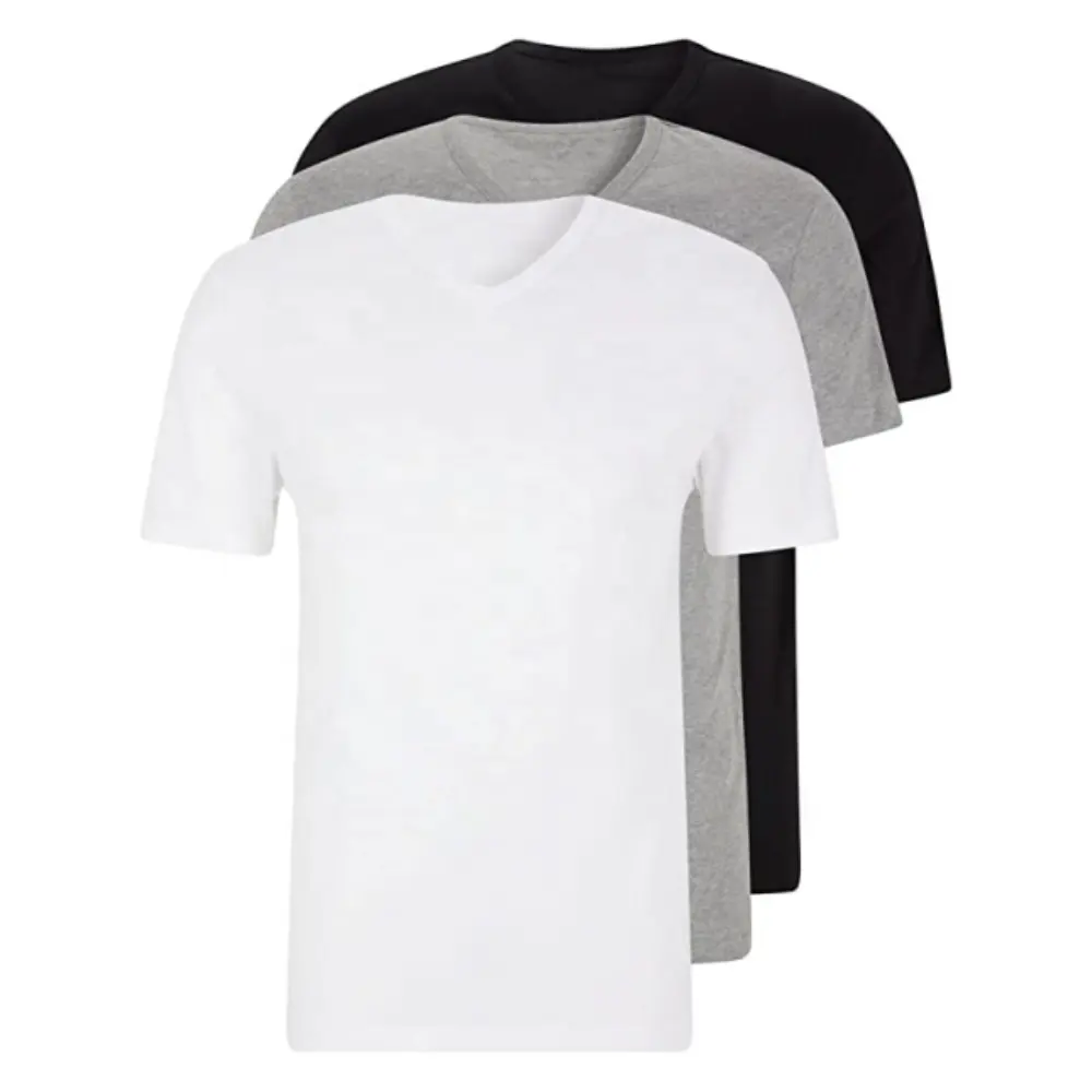 Plus Size Men V Neck T shirt Cotton Knitted Black Grey White T-shirts Slim Fit Casual Sports Stretch Pullover Man Clothes