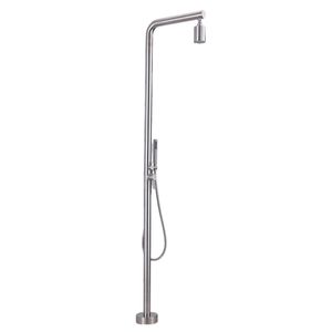 <span class=keywords><strong>Douche</strong></span> <span class=keywords><strong>verticale</strong></span> moderne minimaliste en acier inoxydable brossé pour cour et jardin, avec contrôle double eau chaude/froide et fonction pluie - Product Image 5