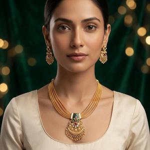 Wholesale High Quality New Vintage Gold Plated Crystal <b>Bridal</b> <b>Jewelry</b> <b>Set</b> Long Mala Necklace Earrings Maang Party Wedding Third - Product Image 2