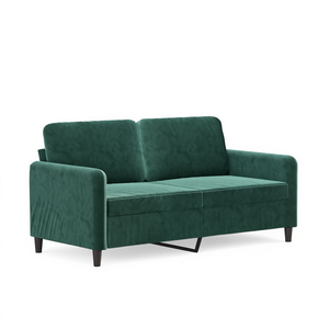 Dark <b>Green</b> Velvet 2 Seater Sofa Metal Legs Modern Living Room Furniture - Product Image 1