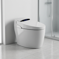 WC intelligent monobloc de luxe en céramique, à fixation au sol, avec chasse d'eau cyclonique, télécommande incluse et fonction chauffante