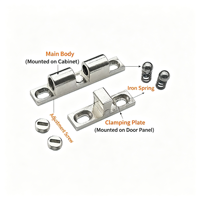 Loquet à double bille en alliage de zinc SC4660 avec support en L pour porte de placard, armoire et meuble