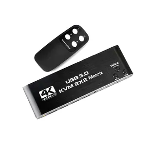 Justlink新USB3.0 KVM 2x2矩阵4k 60hz双显示器HDMI扩展显示器2进2出，适用于2台计算机共享2台显示器