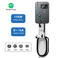 Cargador de Vehículos Eléctricos Fijo Residencial WrightCharge PEV-06 de 11kW con Certificación FCC/CE/ETL/UKCA, Enchufe Tipo 1/Tipo 2/GB/T/NACS, Clasificación IP65