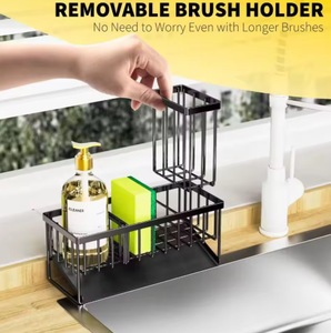 Escurridor de Cocina Metálico con Función de Drenaje, Estante Multifuncional para Esponjas y Estropajos para Uso Doméstico - Product Image 6