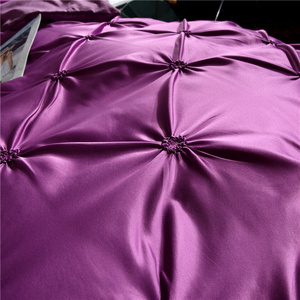 Ensemble <span class=keywords><strong>de</strong></span> housse <span class=keywords><strong>de</strong></span> couette en tissu plissé <span class=keywords><strong>de</strong></span> couleur violette, 3 pièces, <span class=keywords><strong>taille</strong></span> Queen King, literie à plis, housse <span class=keywords><strong>de</strong></span> lit gris clair - Product Image 4