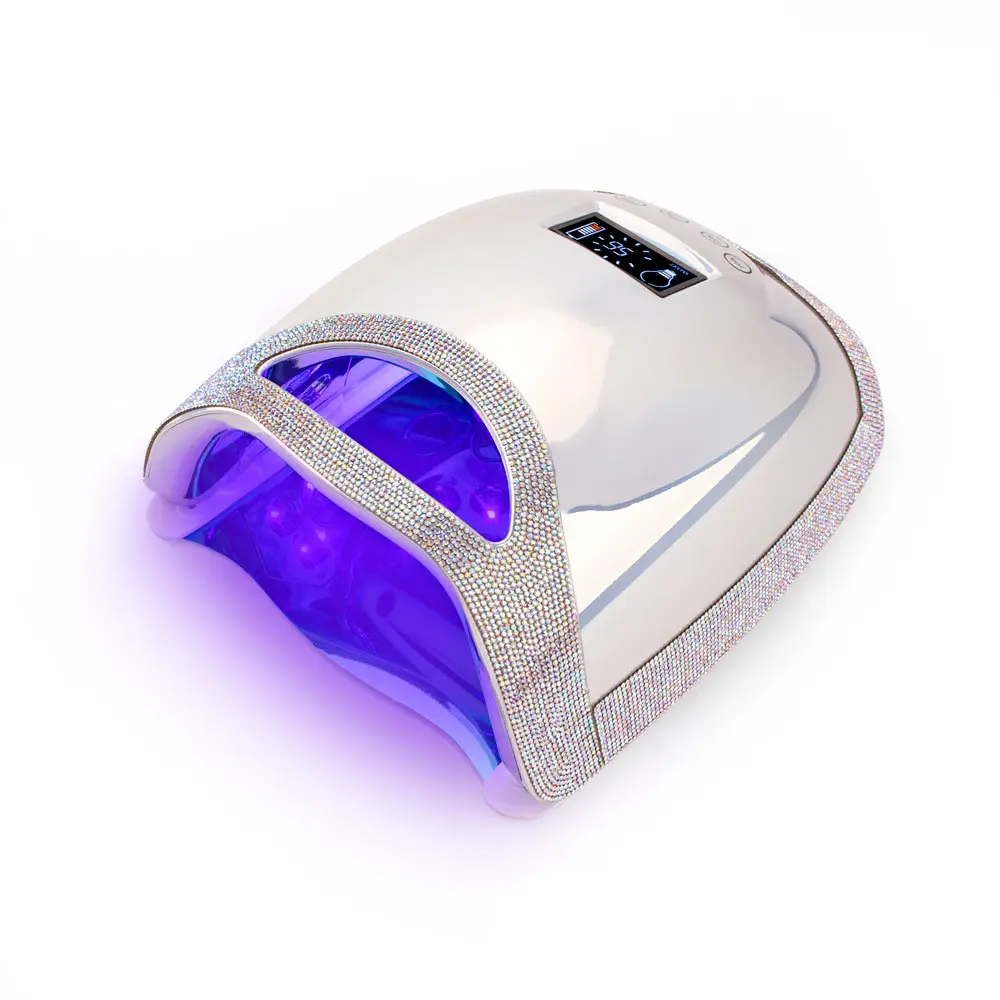 48w Rhinestone Design Curing Lamp Wireless Dual Light Rechargeable Uv Led Gel Dryer Nail Lamp for Salon Manicure