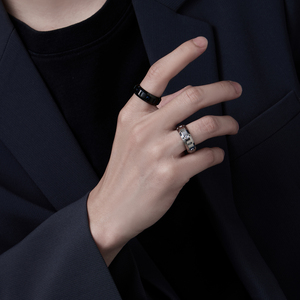 Người đàn ông của Titan nhẫn thép & màu đen F136 titan hình dạng độc đáo CZ Đá Nhẫn - Product Image 5