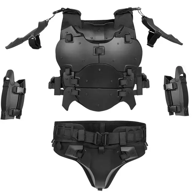 Tactical Anti-Riot Armor Suit with Adjustable Elbow Pads Chest Crotch Waistband-Protective Personal Defense Equipment