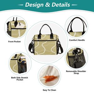 Sac isotherme de style hawaïen avec motif de fleurs de Pikake, sac à déjeuner personnalisé avec logo, sac isotherme réutilisable avec bandoulière - Product Image 3