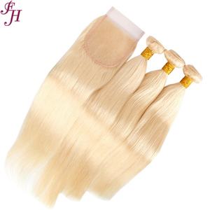 FH มัดผมแท้สำหรับแต่งแนว613หนังกำพร้าวิกผมลอนปิดลูกไม้ใส4x4พร้อมมัด3ช่อจัดส่งฟรี - Product Image 1