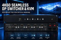 Switcher Presentasi 4K60hz DP 4x1, 4 DP Input 1 DP Output Multiviewer 4x1 KVM untuk Penggunaan Sekolah, Perusahaan, dan Komersial