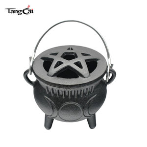 <span class=keywords><strong>Caldero</strong></span> de <span class=keywords><strong>hierro</strong></span> fundido negro de 3 pulgadas con tapa y asa, pentagrama, para quemar salvia, ritual de altar, decoración de Halloween, estilo Wicca - Product Image 5
