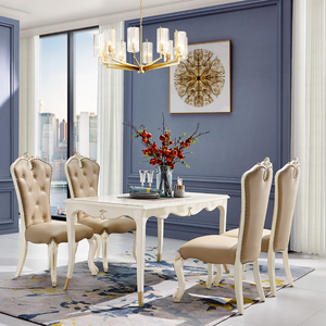 Fascia di lusso grande sala <span class=keywords><strong>pranzo</strong></span> mangiare di legno tavolo da <span class=keywords><strong>pranzo</strong></span> e sedie set di mobili per sei persone - Product Image 1