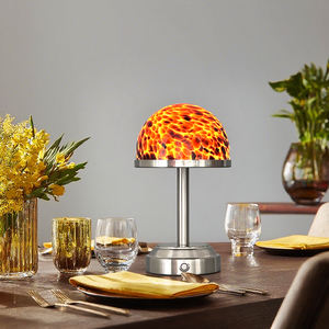 מנורת שולחן הוביל זכוכית מודרנית עבור מסעדות נטענת אלחוטי צב פגז מנורת שולחן מנורת סוללה מופעל 2700k - Product Image 1