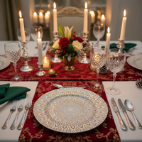 Assiettes de présentation de luxe en plastique de 13 pouces de haute qualité, motif personnalisé pigmenté, durables et réutilisables, idéales pour mariages et anniversaires