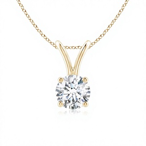 0.50 Ct Lab Grown Diamond Solitaire <b>Pendant</b> Necklace 925 Sterling Silver & 14K <b>Solid</b> <b>Gold</b> OEM ODM Wholesale Supplier - Product Image 1
