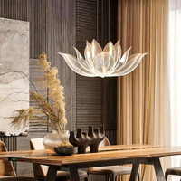 Lustre de plafond en forme de fleur de lotus de style chinois, en tissu maillé, pétales en maille, couleur et taille personnalisées pour salon de thé, restaurant, villa