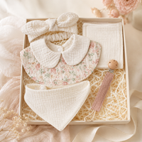 Ensemble de bandeaux imprimés super doux et absorbants pour nouveau-nés sans BPA, bavoirs en coton et lin pour bébés