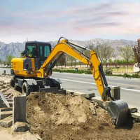 Mini-excavatrice sur roues 5,9T 0,21m³ XE60WD pour projets de construction routière