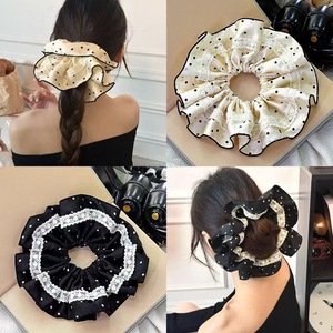 Chouchous en dentelle française pour femmes, à pois, grands élastiques à cheveux, accessoires de coiffure élégants pour filles et adolescentes - Product Image 6