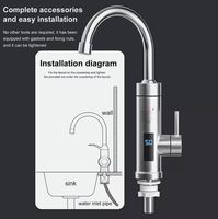Chauffe-eau instantané électrique sans réservoir avec affichage numérique, en acier inoxydable, mural, pour cuisine, camping-car, extérieur, hôtel