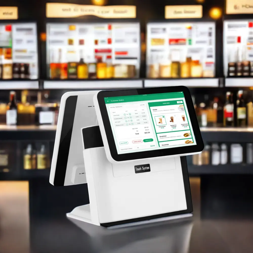 15-Inch Dual Screen Windows Pos Retail Systeem Met Wi-Fi En Bluetooth Voor Commercieel Gebruik