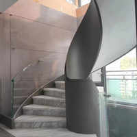 VIKO – escalier incurvé en acier au carbone, marbre gris, escalier moderne pour la maison