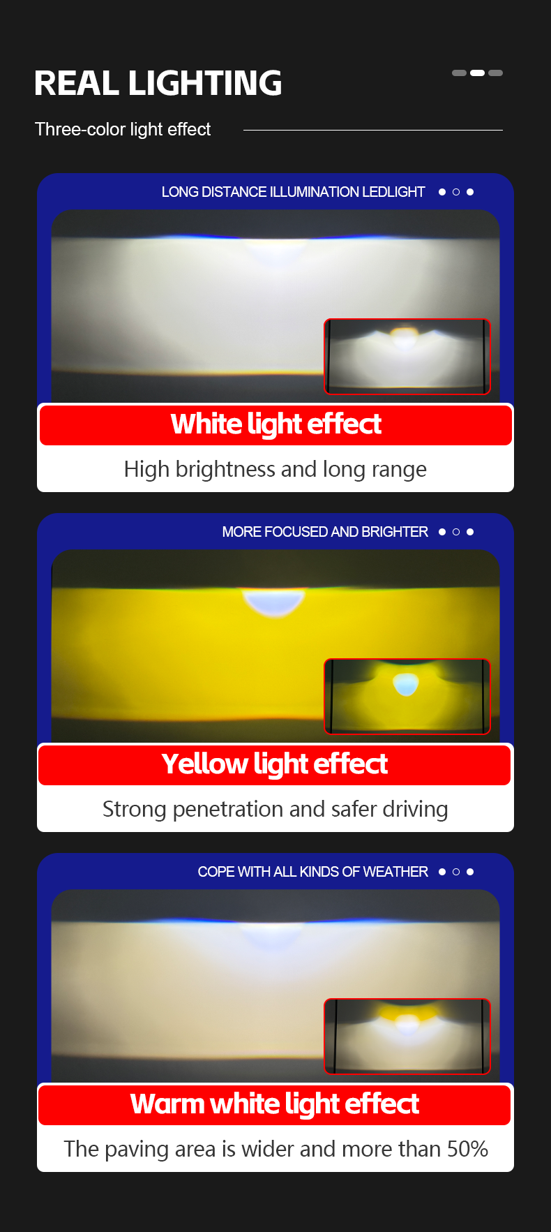 Luz de tres colores de la lámpara de la niebla de 2,0 pulgadas