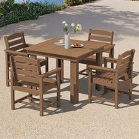 Ensemble de table et de chaises carrées d'extérieur, ensemble multi-pièces adapté aux terrasses, jardins et plages en plein air