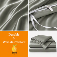 Parure de lit de luxe moderne en satin de soie tissé, housse de couette douce en fausse soie 400TC, haute densité, respectueuse de la peau, OEM ODM, pour hôtel et maison