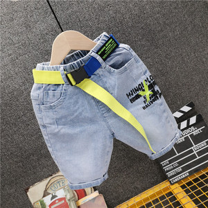 Productos en Oferta, Jeans de Verano para Niños con Estampado de Letras, Estilo Coreano con Cinturón a la Moda - Product Image 3