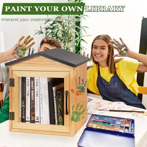 Venta al por mayor pequeña biblioteca caja de madera al aire libre impermeable caja de libros gabinete de madera <span class=keywords><strong>para</strong></span> compartir libros - Product Image 2
