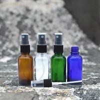 Flacon compte-gouttes en verre gradué de 50 ml avec bouchon noir CR et corps rond pour flacon de teinture de 2 oz, compte-gouttes à pointe droite pour huiles essentielles et couvercle CR