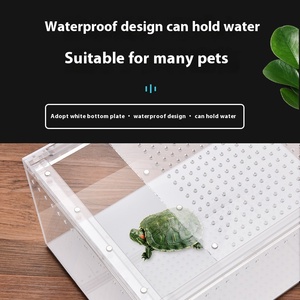 Boîte acrylique transparente pour animaux de compagnie Reptile Boîte d'alimentation pour lézard et tortue, boîte magnétique coulissante pour animaux de compagnie en acrylique - Product Image 5