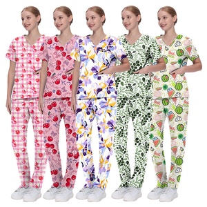 Nuevo Diseño, Bonitos Uniformes Médicos con Estampado Floral y <span class=keywords><strong>Animal</strong></span>, Blusa de Enfermería, Ropa de Trabajo para Clínica Dental, Blusa Médica Estampada, Conjunto de Uniforme Médico para Mujer - Product Image 3