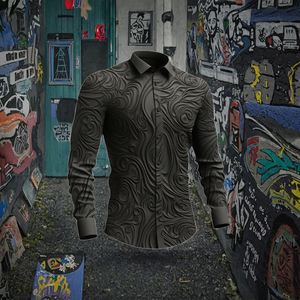 RNSHANGER Retro <b>Gothic</b> Men's Long Sleeve <b>Shirt</b> Turn-down Collar Solid 3D Printed Totem Halloween Streetwear Outdoor Spring Style - Product Image 3