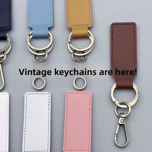 Cross-border PU <b>Leather</b> Embossed Logo Vintage Style Business Gifts Car Chain Pendant Model Rectangle 2 <b>Keyrings</b> <b>Leather</b> Key Fob - Product Image 2