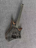 6-Strings Headless Electric Guitar Maple Neck Rosewood Fingerboard Mahogany Matte Body H-S-H Pickup 24 Frets BK Hardware Grote