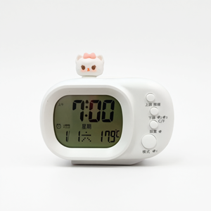 Réveil numérique mignon de style dessin animé avec minuteur, compte à rebours, température, fonctionne sur piles, pour chambre à coucher - Product Image 1