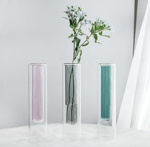 Vases en verre transparent bicolore style nordique pour arrangements floraux – Vases à fleurs simples et colorés pour la livraison directe - Product Image 5