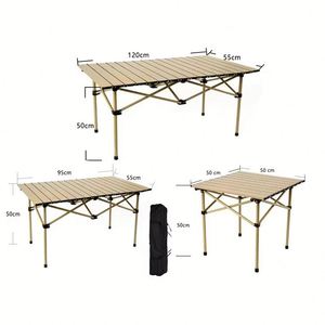 Table pliante de camping en métal légère pour l'extérieur avec sac de transport - Portable pour pique-nique, plage et salle de sport - Product Image 1