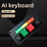 Mini Teclado Personalizado TISHRIC AI de 4 Teclas RGB, Teclado Macro con Entrada de Voz, Teclado Macro USB con Cable para Juegos, Trabajo, Transacciones, Laptop, PC