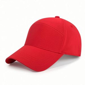 High Quality Custom Logo <b>Red</b> Baseball Cap Summer Quick Dry Fabric Sports Cap 7 Panel Baseball Cap Customize - Product Image 1
