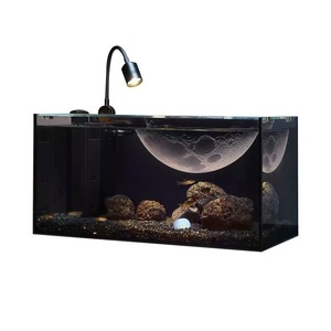 Filtro interior de acuario de vidrio ultra blanco pequeño todo en uno de gama alta estilo oscuro tanque de peces negro trasero escritorio tanque ecológico cuadrado - Product Image 1