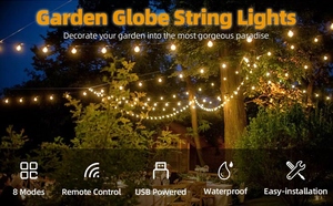 <span class=keywords><strong>Guirlande</strong></span> lumineuse <span class=keywords><strong>solaire</strong></span> extérieure étanche 8,7 m 25 <span class=keywords><strong>LED</strong></span> G40 pour mariages, patios, jardins et décorations de Noël - Product Image 3