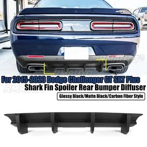 ดิฟฟิวเซอร์กันชนหลังแบบครีบฉลาม สปอยเลอร์ สำหรับ Dodge Challenger GT SXT Plus ปี 2015-2023 สีดำด้าน สไตล์คาร์บอนไฟเบอร์ - Product Image 1