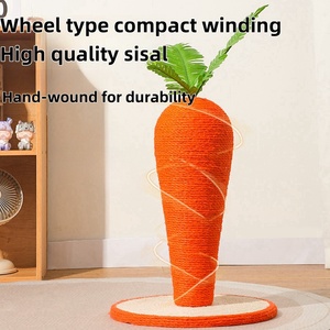 制造商批发剑麻胡萝卜蘑菇设计木制转盘玩具猫抓板 - Product Image 3